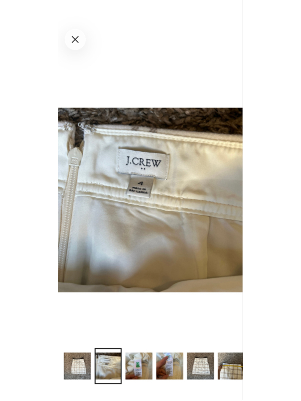 Women's J.Crew Wool Blend Plaid Mini Skirt, Size 4, White and Beige Preppy - Picture 2 of 7